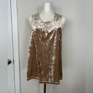 Anthropologie Porridge Jessie Halter Top XL Beige Crushed Velvet Evening Glamour